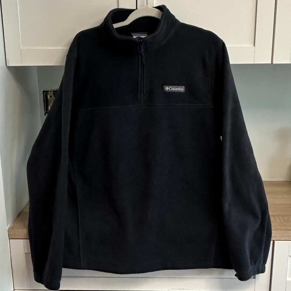Columbia Steens Mountain Half Zip Black Fleece Mock Neck Pullover Mens L Gorpcor